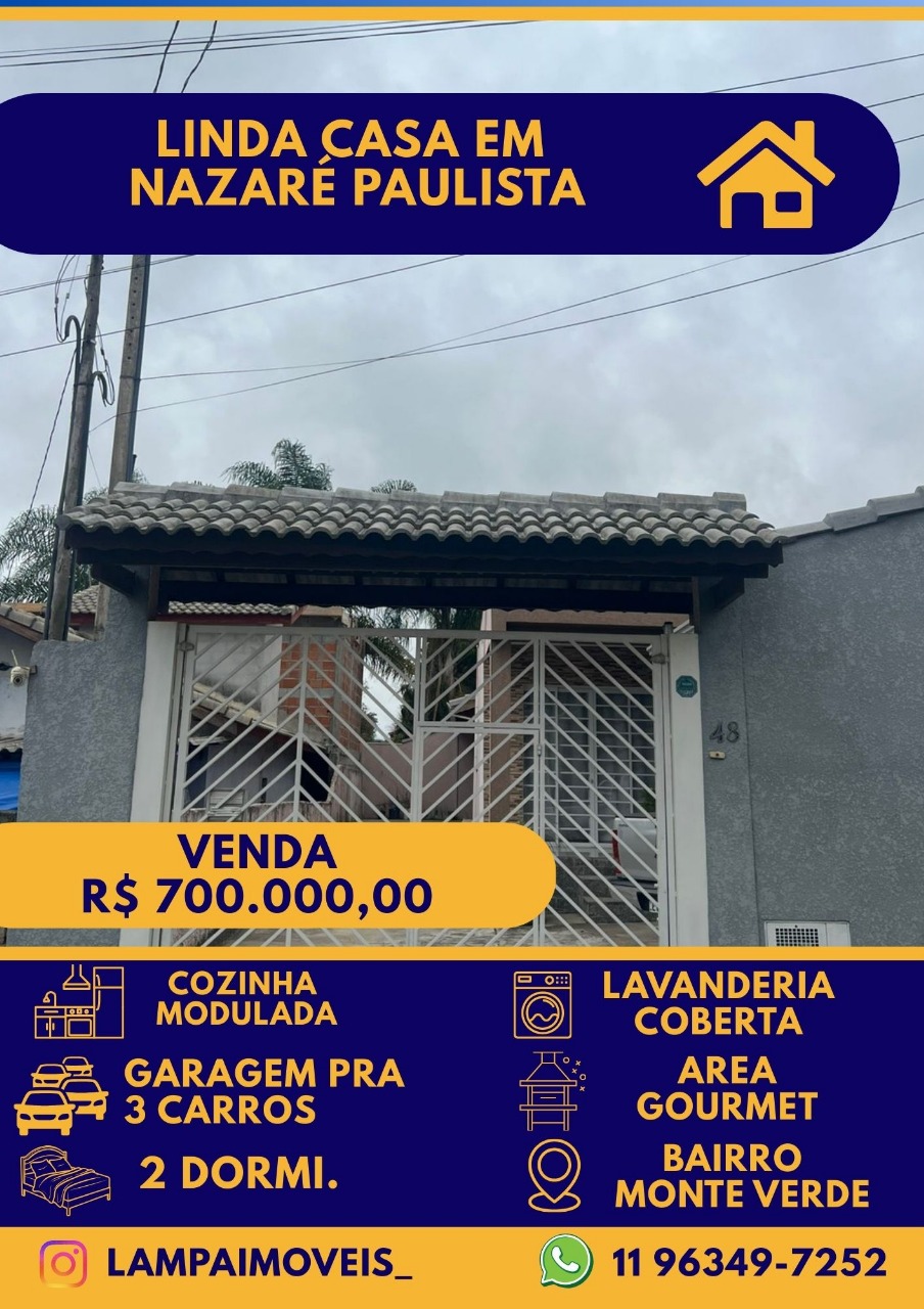Linda Casa à Venda no Bairro do Mascate  Nazaré PaulistaSP